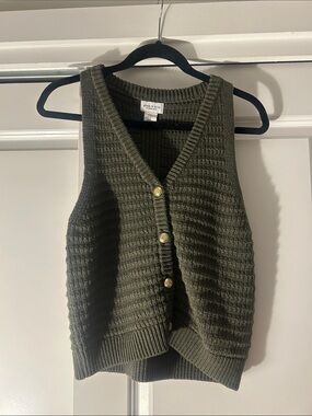 Song of Style Olive Green Waffle Knit Button-Front Sweater Vest